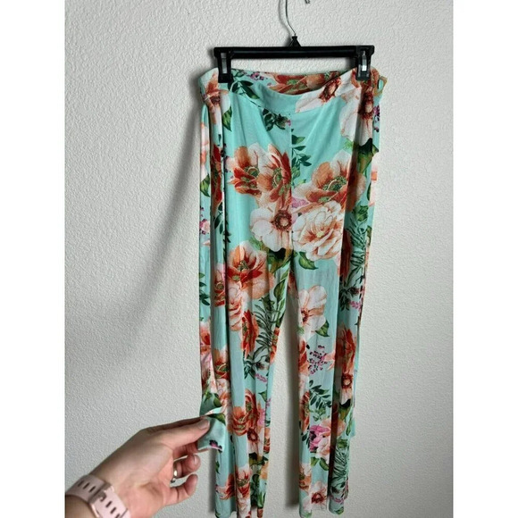 Revamped Women's Flare Pants Size Medium Multicolor Floral Hippie Boho Sheer - Picture 9 of 14